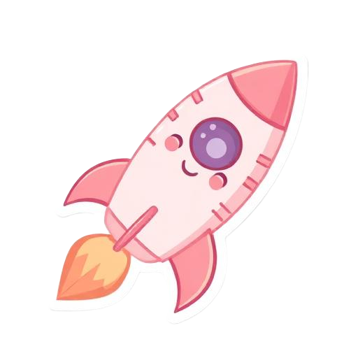 Cute rocket sticker